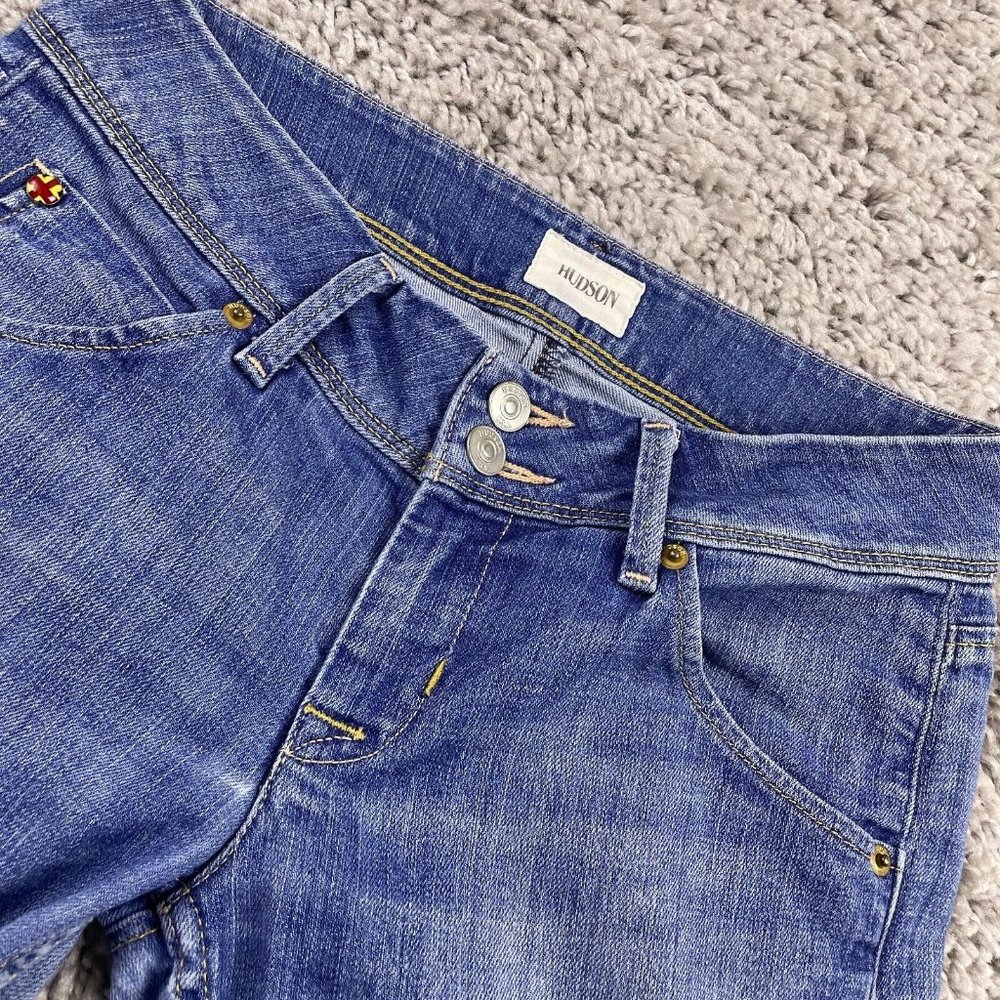 Hudson Collin Flap Skinny Jeans Women's 25 Low Rise Medium Wash Denim 2-Button - Picture 1 of 16